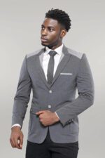 Double-Button-Bag-Pocket-Pointed-Collar-Grey-Jacket-Wessi-2