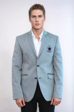 Double-Button-Mono-Lapel-Crested-Grey-Jacket-Wessi-1