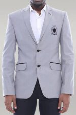 Double-Button-Mono-Lapel-Crested-Grey-Jacket-Wessi-2