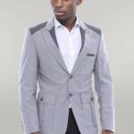 Double Buttons Bag Pocket Shoulder Piece Grey Jacket-Wessi