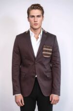 Double-Buttons-Knit-Collar-Mono-Lapel-Brown-Jacket-Wessi-1
