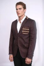 Double-Buttons-Knit-Collar-Mono-Lapel-Brown-Jacket-Wessi-2