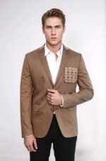 Double-Buttons-Knit-Collar-Mono-Lapel-Tan-Jacket-Wessi-1