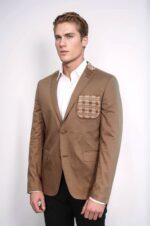 Double-Buttons-Knit-Collar-Mono-Lapel-Tan-Jacket-Wessi-2