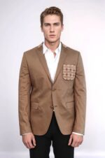 Double-Buttons-Knit-Collar-Mono-Lapel-Tan-Jacket-Wessi-3