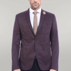 Double Buttons Mono Lapel Bag Pocket Brown Jacket-Wessi