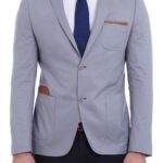 Double Buttons Mono Lapel Bag Pocket Grey Jacket-Wessi