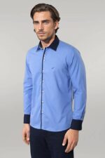 Double-Colored-Blue-Slim-Fit-Shirt-Wessi-1