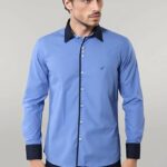 Double Colored Blue Slim Fit Shirt | Wessi