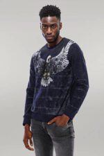 Eagle-Patterned-Slim-Fit-Navy-Blue-Sweatshirt-Wessi-4