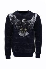 Eagle-Patterned-Slim-Fit-Navy-Blue-Sweatshirt-Wessi-7