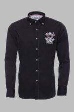 Emblemed Long Sleeve Black Shirt