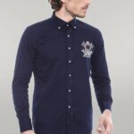 Emblemed Long Sleeve Navy Blue Shirt - Wessi