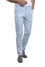 Flap Pockets Cotton Blue Men Pants