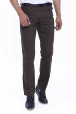 Flap Pockets Suede Cotton Slim Fit Khaki Men Pants