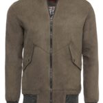 Flap Pockets Suede Khaki Men Bomber Coat - Wessi