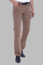 Flap Pockets Suede Slim Fit Light Brown Men Pants