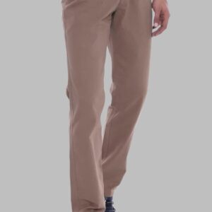 Flap Pockets Suede Slim Fit Light Brown Men Pants - Wessi