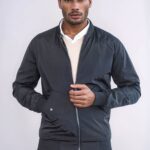 Flap Pockets Zippered Black Men Bomber Coat - Wessi