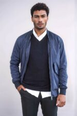 Flap-Pockets-Zippered-Blue-Men-Bomber-Coat-Wessi-3