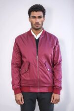 Flap-Pockets-Zippered-Burgundy-Men-Bomber-Coat-Wessi-1