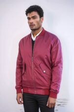 Flap-Pockets-Zippered-Burgundy-Men-Bomber-Coat-Wessi-2