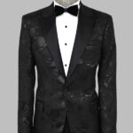 Floral Patterned Black Men Tuxedo Blazer - Wessi