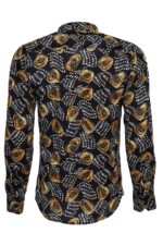 Floral-Patterned-Long-Sleeves-Slim-Fit-Black-Men-Shirt-Wessi-2