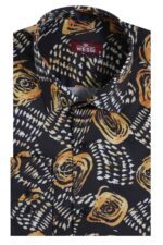 Floral-Patterned-Long-Sleeves-Slim-Fit-Black-Men-Shirt-Wessi-4