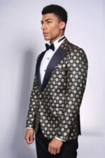 Floral-Patterned-Peak-Lapel-Black-with-Gold-Embellished-Dinner-Jacket-Wessi-2