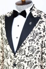 Floral-Patterned-Peak-Lapel-Cream-Men-Wedding-Blazer-Wessi-2