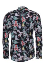 Floral-Patterned-Slim-Fit-Long-Sleeves-Black-Men-Shirt-Wessi-3