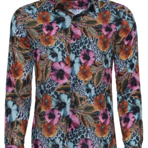Floral Patterned Slim Fit Long Sleeves Multicolor Men Shirt - Wessi
