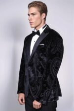 Floral-Patterned-Velvet-Black-Men-Wedding-Tuxedo-Blazer-Wessi-2