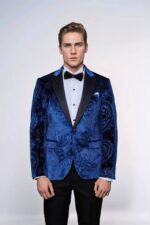Floral-Patterned-Velvet-Navy-Blue-Men-Tuxedo-Blazer-Wessi-1