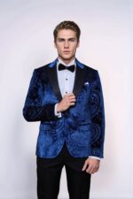 Floral-Patterned-Velvet-Navy-Blue-Men-Tuxedo-Blazer-Wessi-4