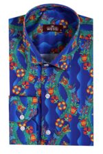 Floral-Slim-Fit-Long-Sleeve-Indigo-Men-Shirt-Wessi-2