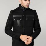 Fur Collar 4 Pockets Black Men Coat - Wessi