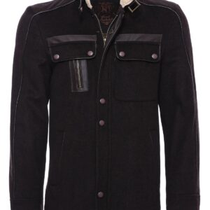 Fur Collar 4 Pockets Brown Men Coat - Wessi