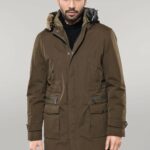 Fur Hooded Parka Khaki Men Coat - Wessi