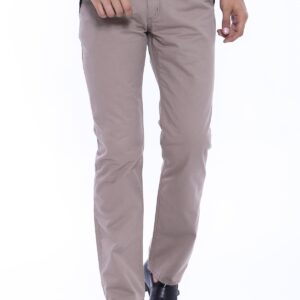Garment Stitched Pockets Cotton Beige Men Trousers