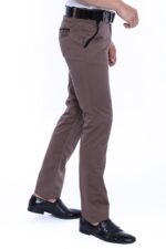 Garment-Stitched-Pockets-Cotton-Dark-Beige-Men-Trousers-1
