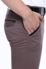 Garment-Stitched-Pockets-Cotton-Dark-Beige-Men-Trousers-3