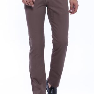 Garment Stitched Pockets Cotton Dark Beige Men Trousers