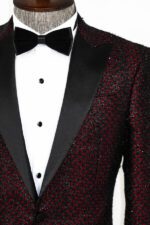Gingham-Patterned-Glittery-Burgundy-Men-Prom-Party-Blazer-Wessi-1
