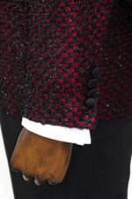 Gingham-Patterned-Glittery-Burgundy-Men-Prom-Party-Blazer-Wessi-7