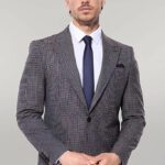 Gingham Slim Fit Brown Men Blazer - Wessi