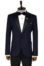 Glitter Shiny Navy Blue Men  Blazer
