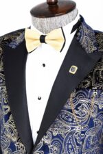 Gold-Blue-Patterned-Over-Navy-Blue-Men-Tuxedo-Blazer-Wessi-1
