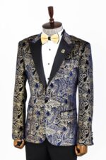 Gold-Blue-Patterned-Over-Navy-Blue-Men-Tuxedo-Blazer-Wessi-3